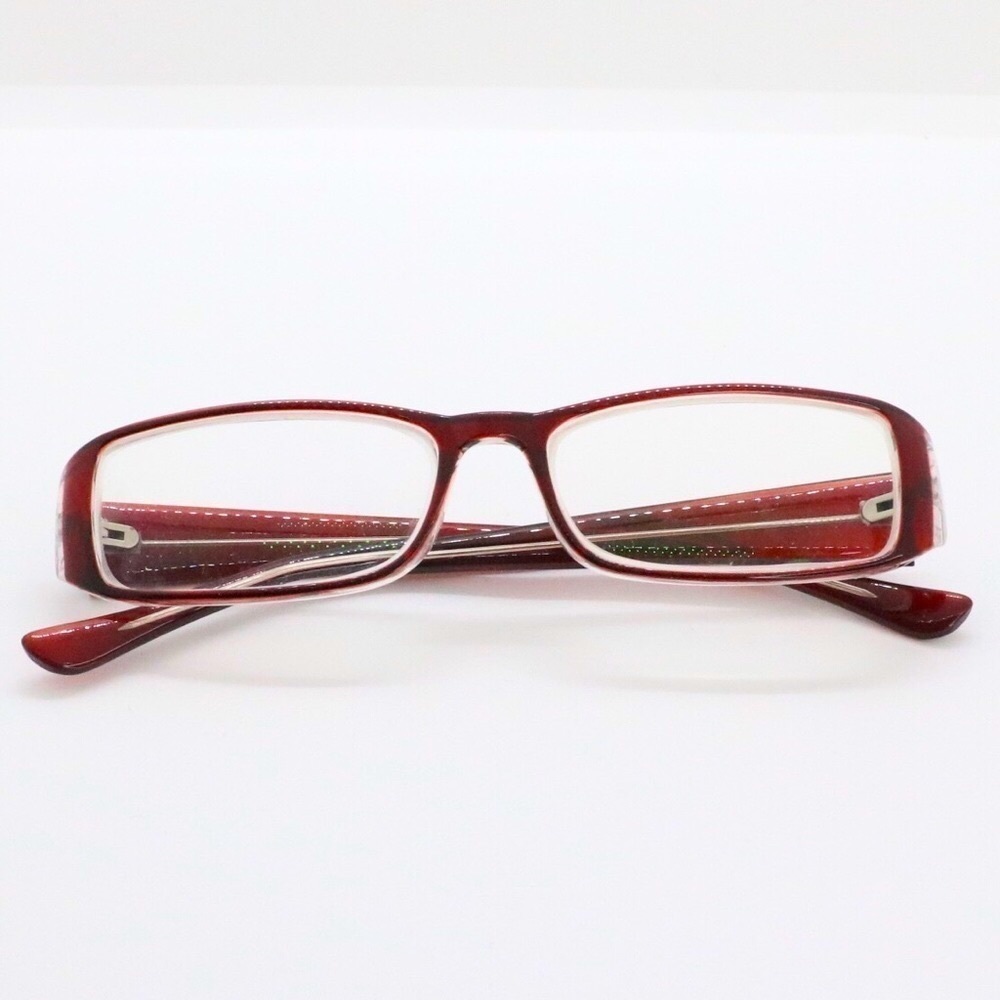 Y2K Thin Computer Reading Reddish Plum Rectangular Eyeglasses Intact Frame Only